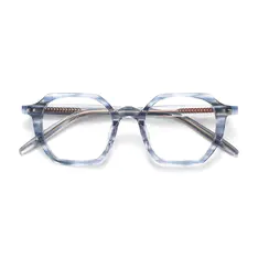 Square Blue Striped Eyeglasses