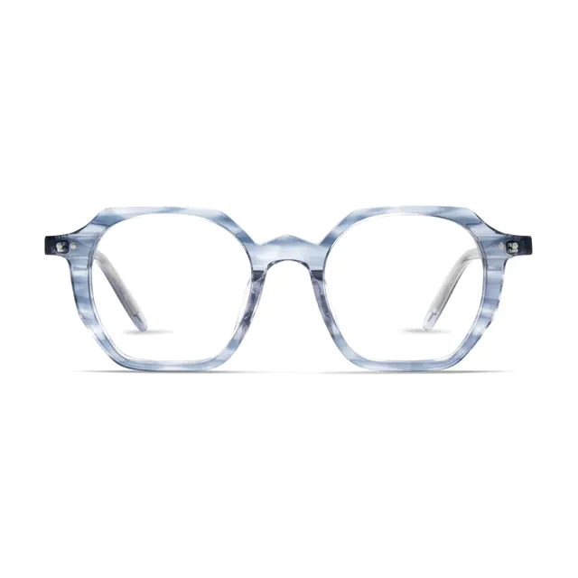 Square Blue Striped Eyeglasses