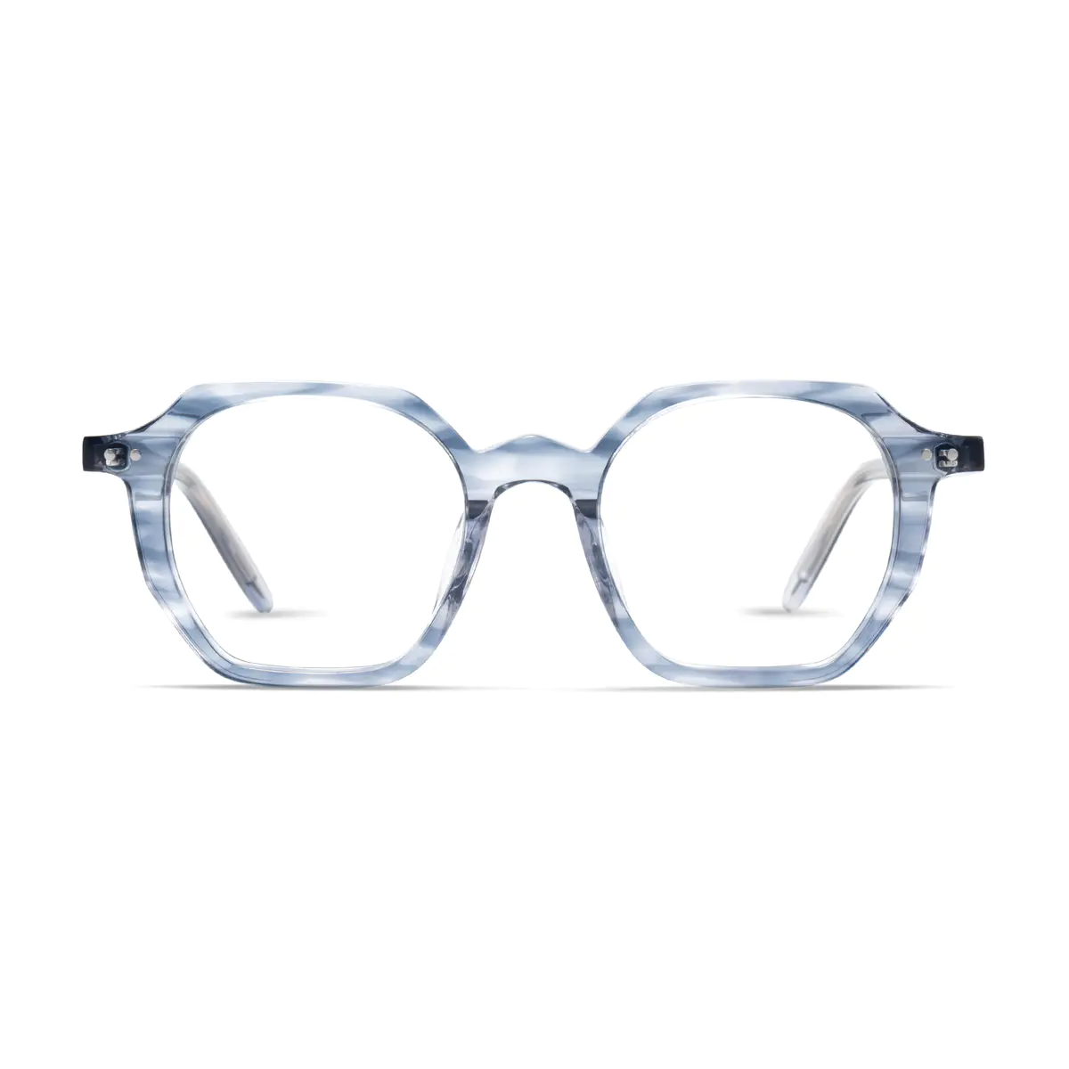 Square Blue Striped Eyeglasses