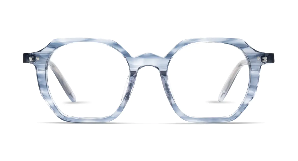 Square Blue Striped Eyeglasses