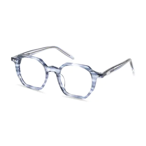 Square Blue Striped Eyeglasses