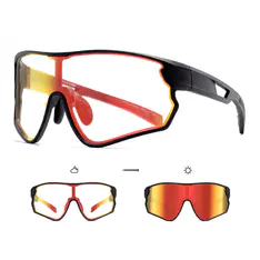 Rectangle Iridescent Red Cycling Sunglasses