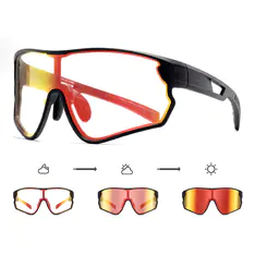 Rectangle Iridescent Red Cycling Sunglasses