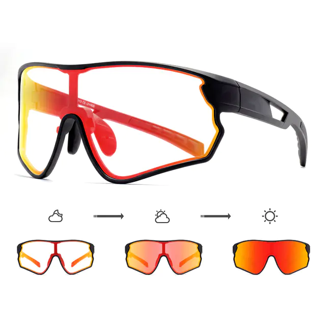 Photochromic Iridescent Red Cycling Eyeglasses