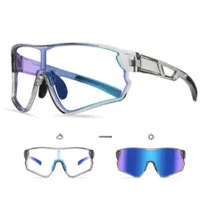 Rectangle Iridescent Blue Cycling Sunglasses