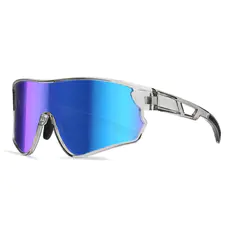 Rectangle Iridescent Blue Cycling Sunglasses