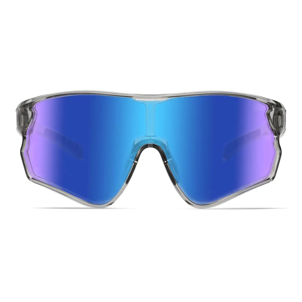 Rectangle Iridescent Blue Cycling Sunglasses