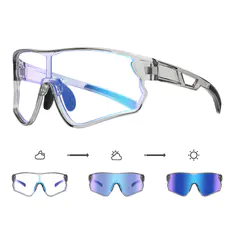 Rectangle Iridescent Blue Cycling Sunglasses