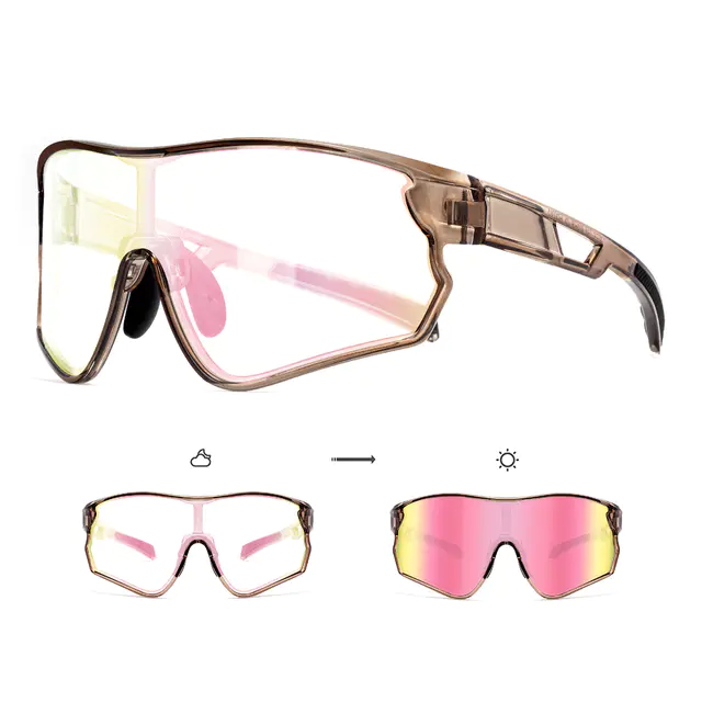 Rectangle Iridescent Pink Cycling Sunglasses
