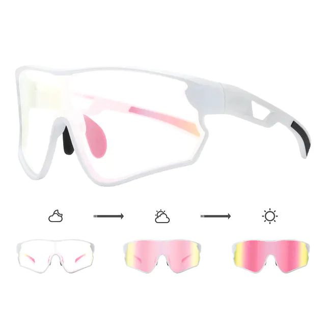 Photochromic Iridescent Pink Cycling Eyeglasses