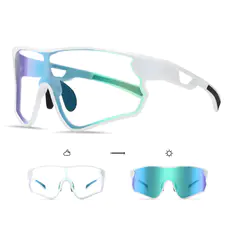 Rectangle Iridescent Green Cycling Sunglasses