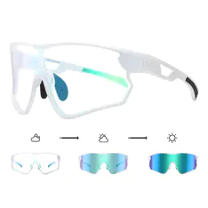 Rectangle Iridescent Green Cycling Sunglasses