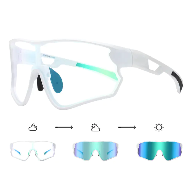 Photochromic Iridescent Green Cycling Eyeglasses