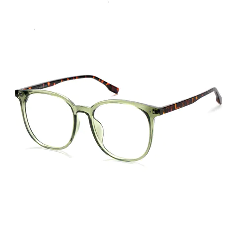 Square Transparent Green Eyeglasses