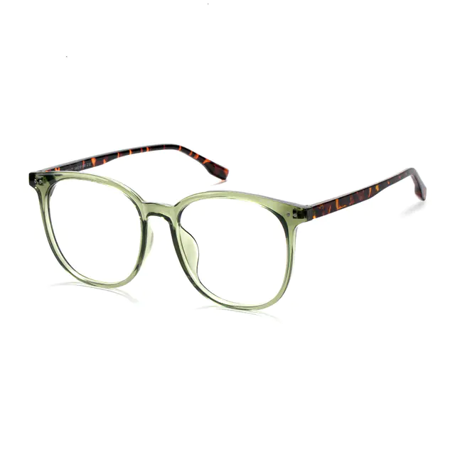 Square Transparent Green Eyeglasses