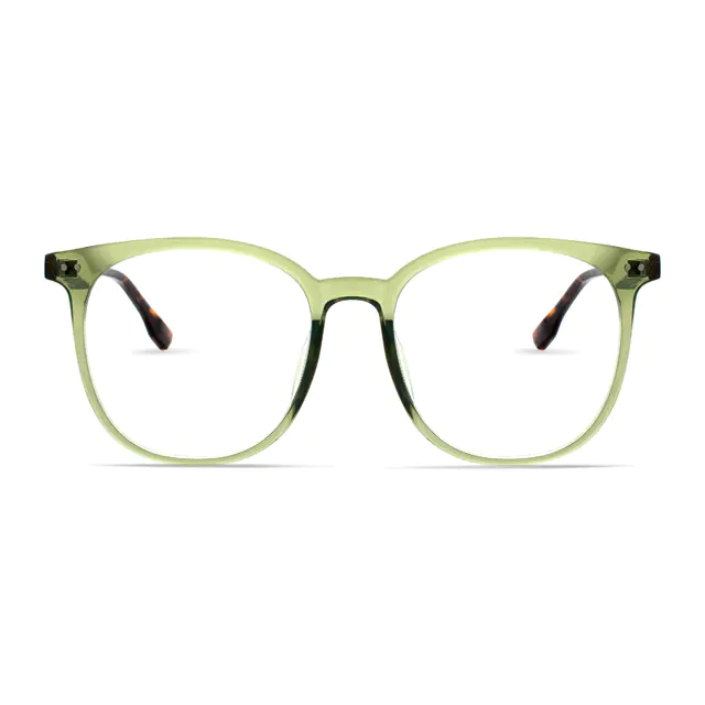 Square Transparent Green Eyeglasses