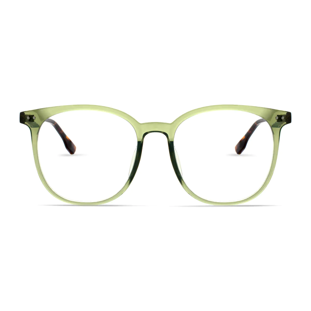 Square Transparent Green Eyeglasses