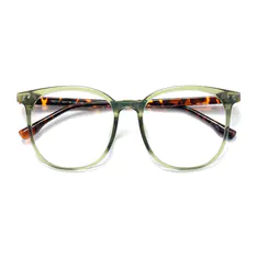 Square Transparent Green Eyeglasses
