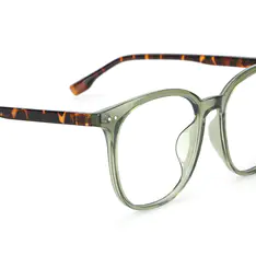 Square Transparent Green Eyeglasses
