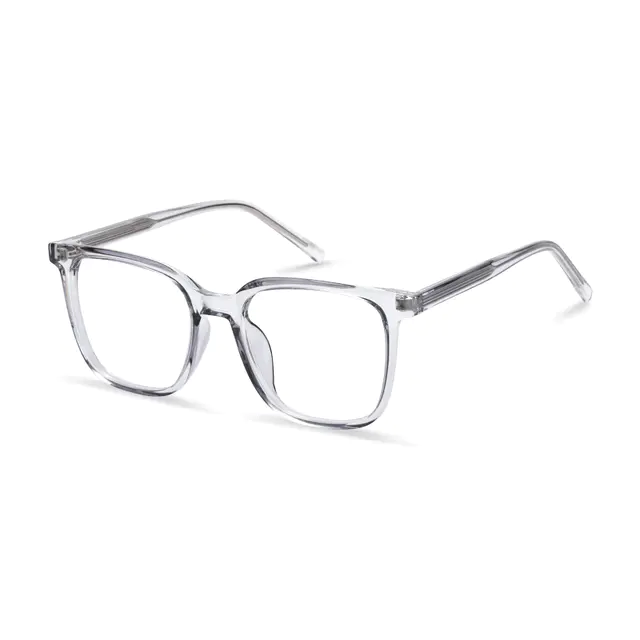 Square Transparent Gray Eyeglasses