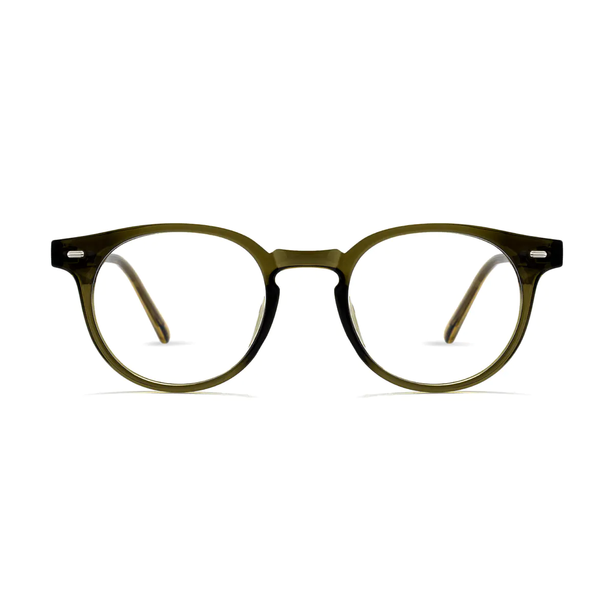 Round Transparent Green Eyeglasses
