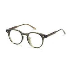 Round Transparent Green Eyeglasses