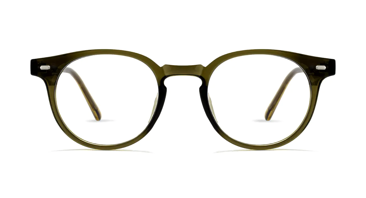 Round Transparent Green Eyeglasses