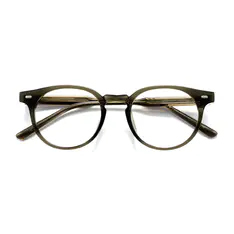 Round Transparent Green Eyeglasses