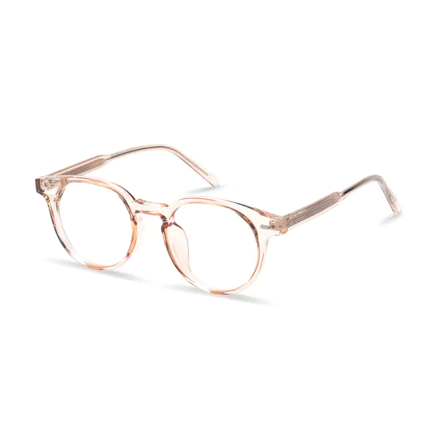 Round Transparent Orange Eyeglasses