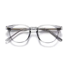 Round Transparent Gray Eyeglasses