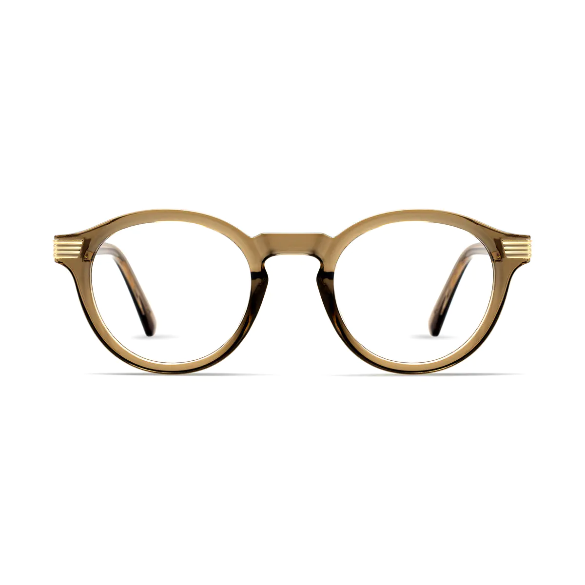 Round Transparent Brown Eyeglasses