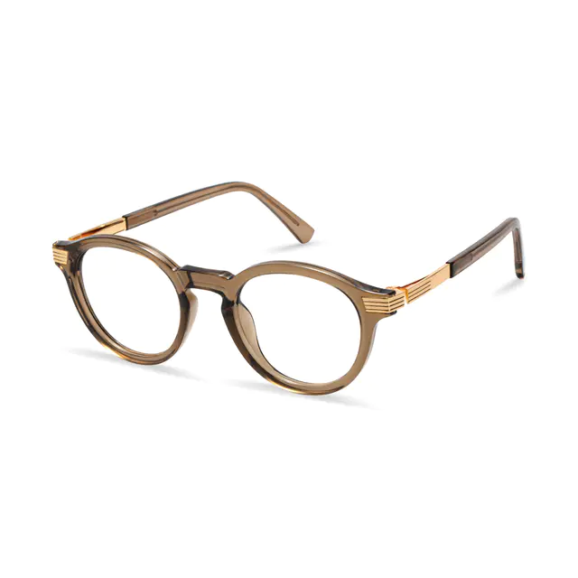 Round Transparent Brown Eyeglasses