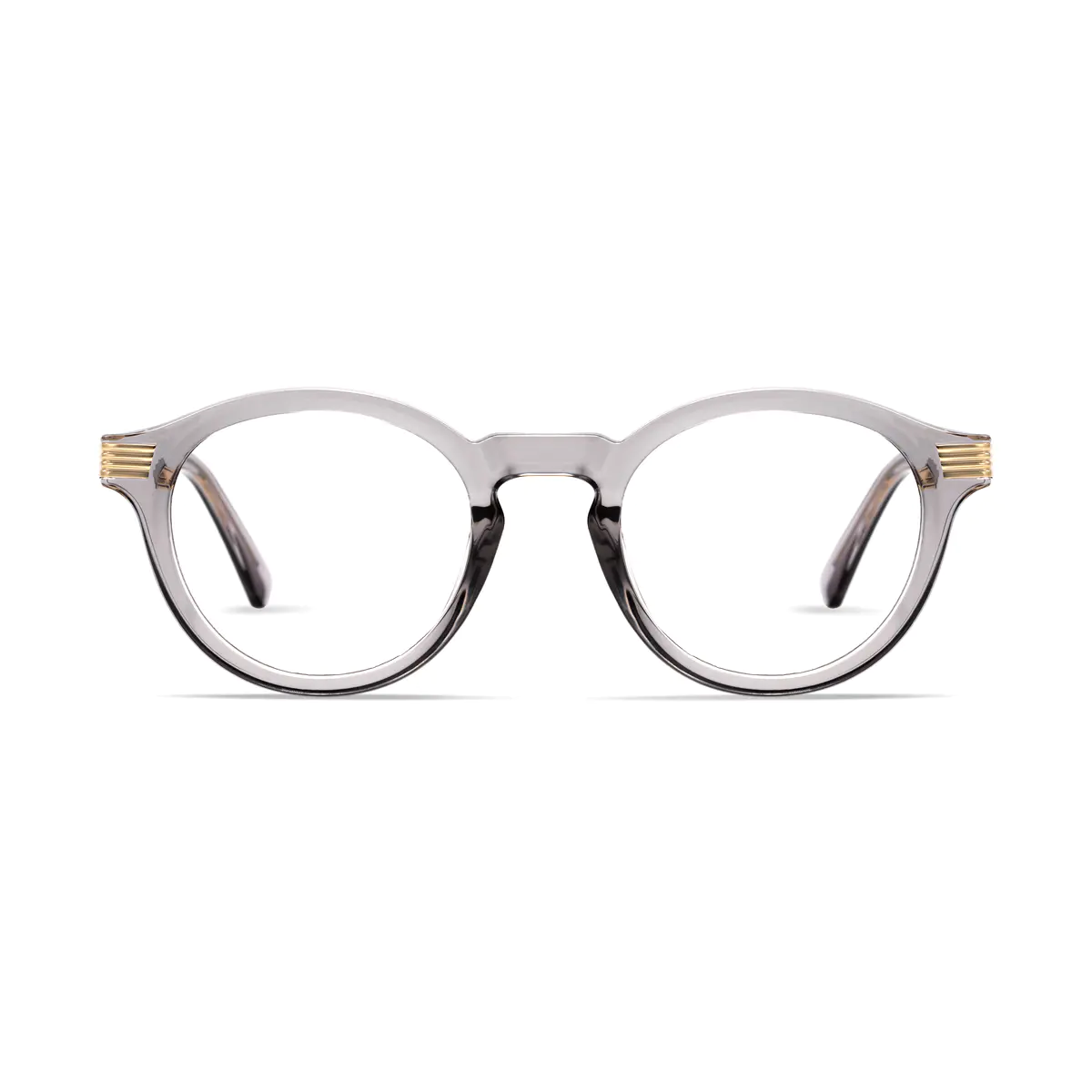 Round Transparent Gray Eyeglasses