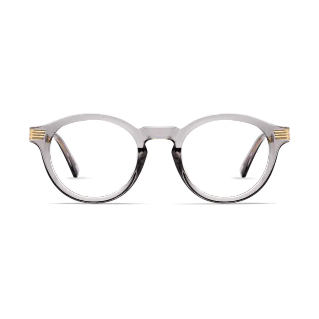 Round Transparent Gray Eyeglasses