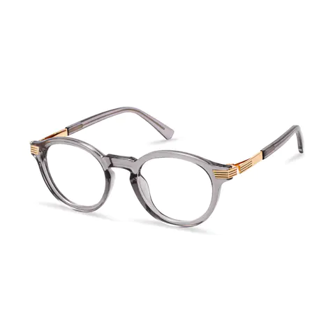Round Transparent Gray Eyeglasses