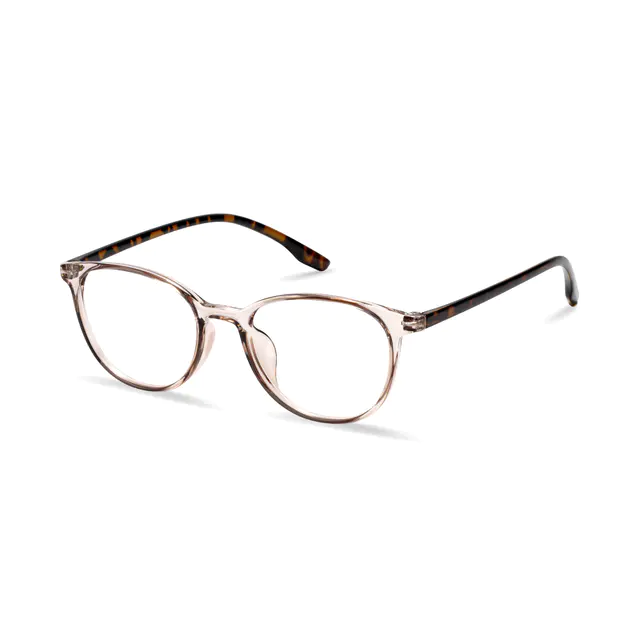 Round Transparent Brown Eyeglasses