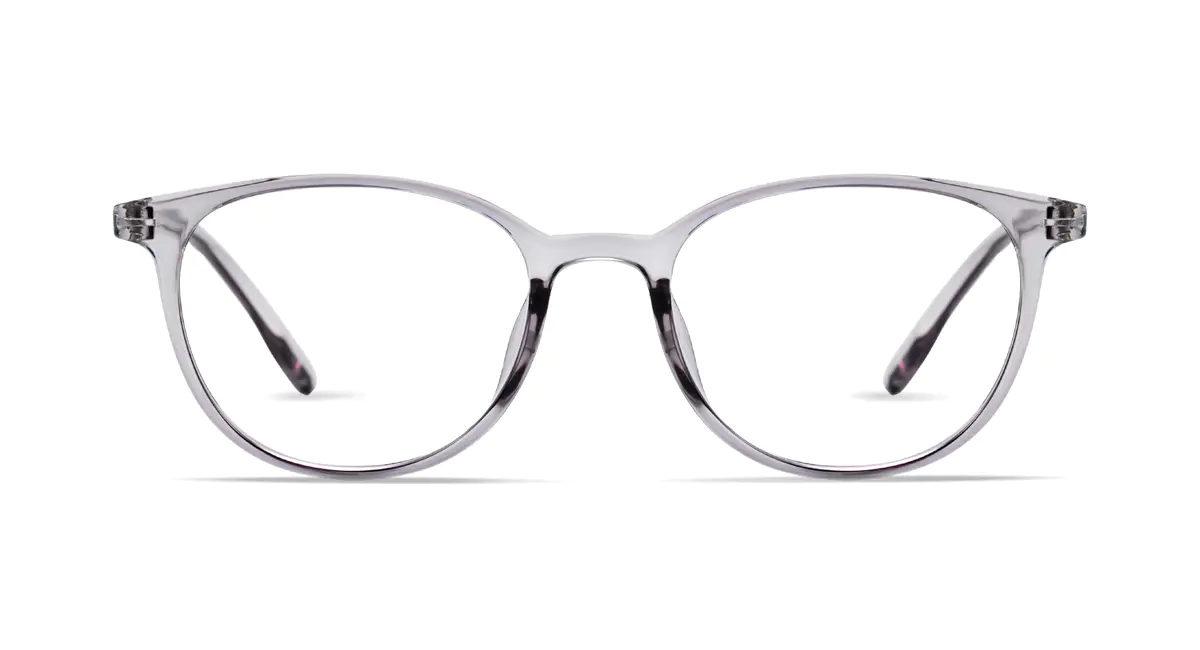 Round Transparent Gray Eyeglasses