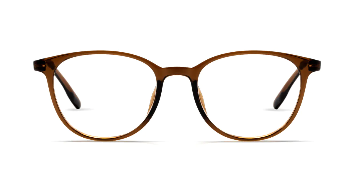 Round Transparent Brown Eyeglasses