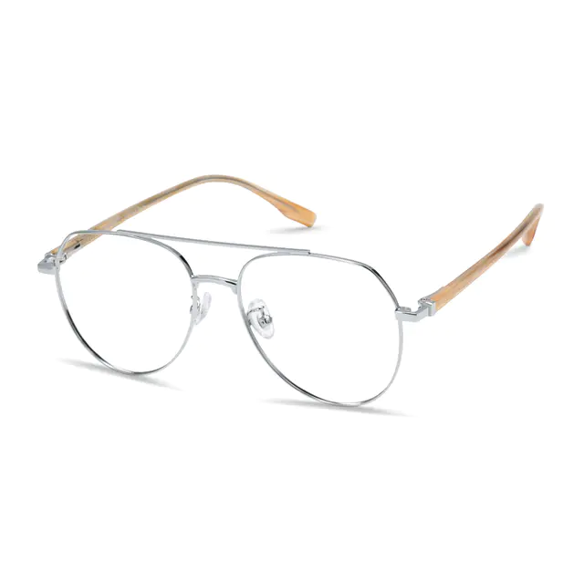 Aviator Silver/Brown Eyeglasses