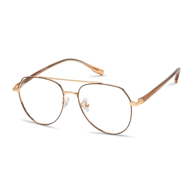 Aviator Rose Gold/Brown Eyeglasses
