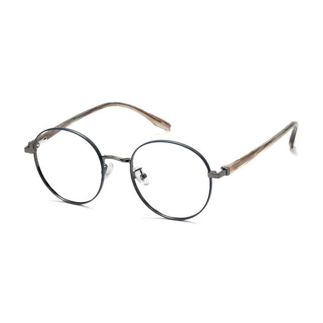 Round Blue/Brown Eyeglasses
