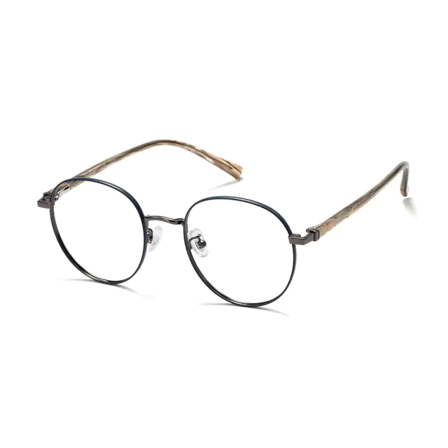 Round Blue/Brown Eyeglasses