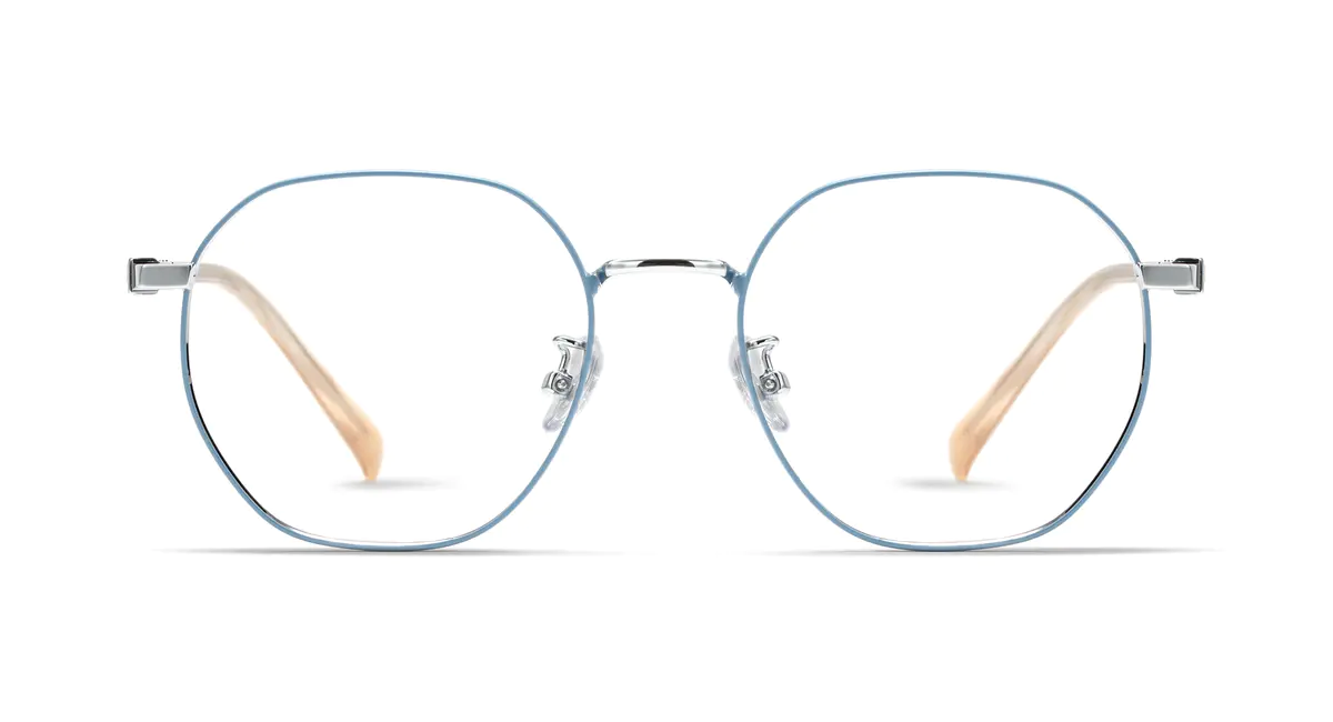 Square Blue/Wood Eyeglasses