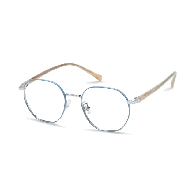 Square Blue/Wood Eyeglasses