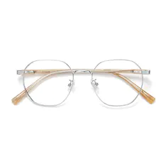 Square Silver/Wood Eyeglasses