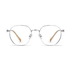 Square Silver/Wood Eyeglasses