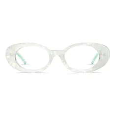 Oval White/Green Eyeglasses