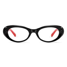 Oval Black/Red Eyeglasses