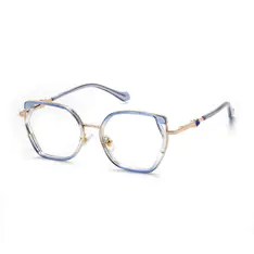 Geometric Transparent Blue Eyeglasses