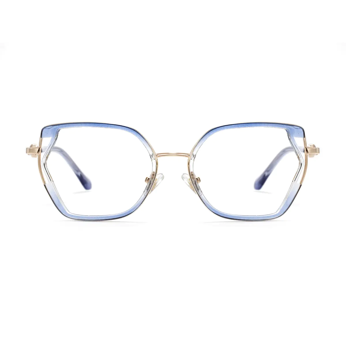 Geometric Transparent Blue Eyeglasses